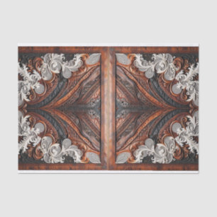 Papier Mousseline Mariage rustique en cuir et dentelle multicolore