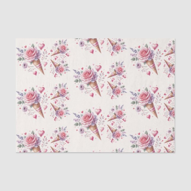 Papier Mousseline Mariage Thème Glace à l'Eau Aquarellée (Recto)