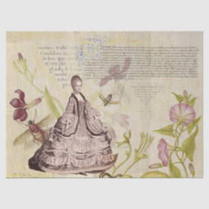 Papier Mousseline Marie Antoinette aux abeilles et aux fleurs