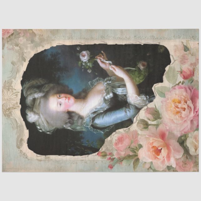 Papier Mousseline Marie Antoinette Français Éphémère Florale Découpa (Recto)
