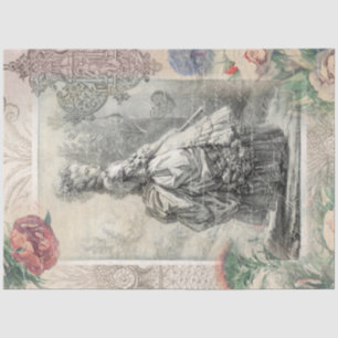 Papier Mousseline Marie Antoinette Pink Aquarelle Fleurs Découpage