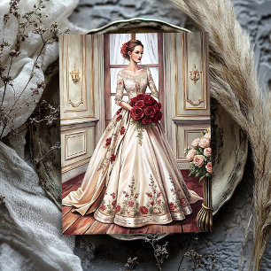 Papier Mousseline Mariée victorienne vintage avec bouquet de roses r
