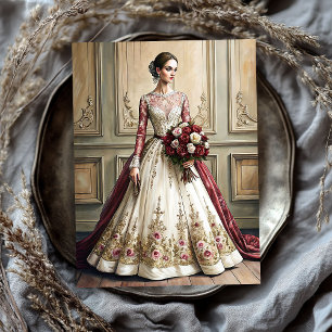 Papier Mousseline Mariée victorienne vintage avec bouquet de roses r