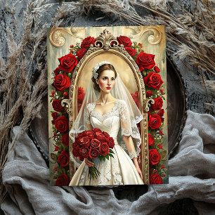 Papier Mousseline Mariée victorienne vintage avec bouquet de roses r