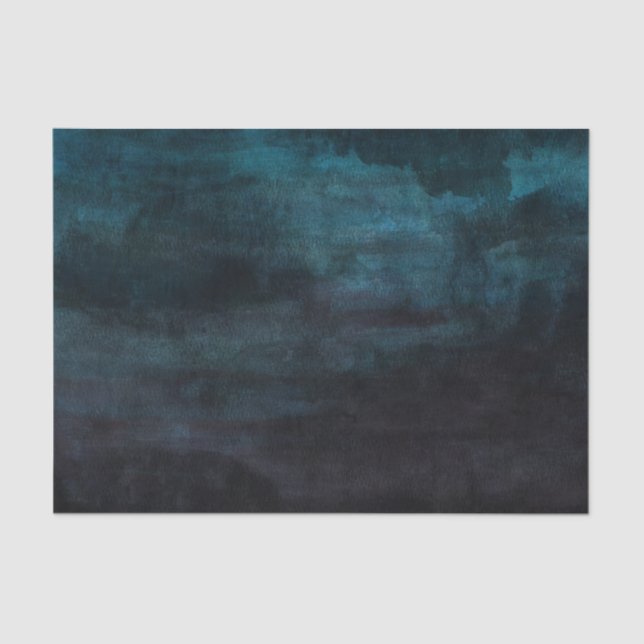 Papier Mousseline Marine bleu et Turquoise Aquarelle moderne Mariage (Recto)