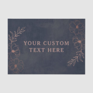 Papier Mousseline Marine Bleu & Rose Gold Foil Floral Mariage fronti