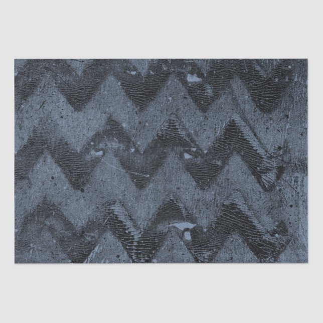 Papier Mousseline Marine Blue Grunge Chevron (Recto)