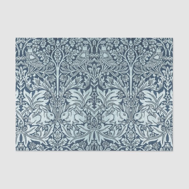 Papier Mousseline Marine Blue White Rabbit William Morris (Recto)