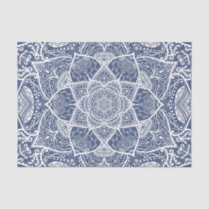 Papier Mousseline Marine et mandala blanc - Loergann dans le requin