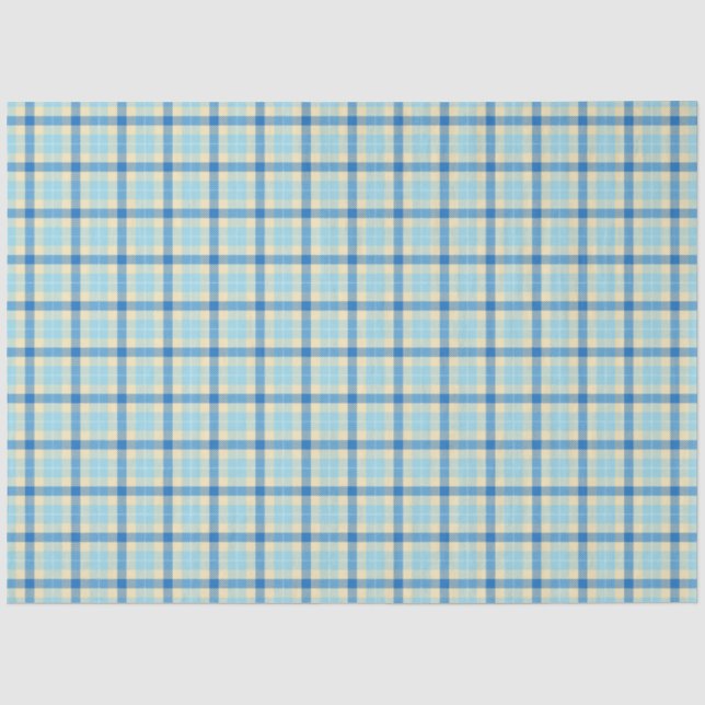 Papier Mousseline Marine et Sky Blue Tartan Plaid (Recto)