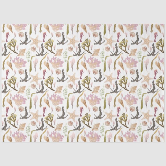 Papier Mousseline Marine Life Series Design 2 Tissus Paper (Recto)