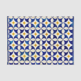 Papier Mousseline Marine marocaine Espagnole Tile Bleu Blanc Jaune