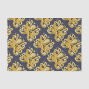 Papier Mousseline Marine nautique et poulpe vintage jaune