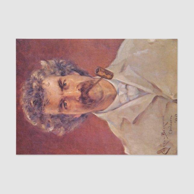 Papier Mousseline Mark Twain par James Carroll Beckwith (Recto)