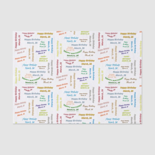 Papier Mousseline Mars, 26 Anniversaire Tissue Paper (Recto)