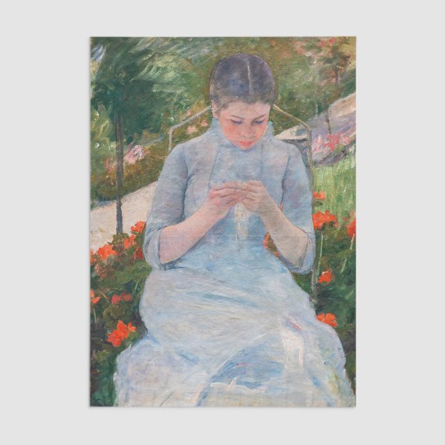 Papier Mousseline Mary Cassatt - Fille couture dans un jardin (Créateur téléchargé)
