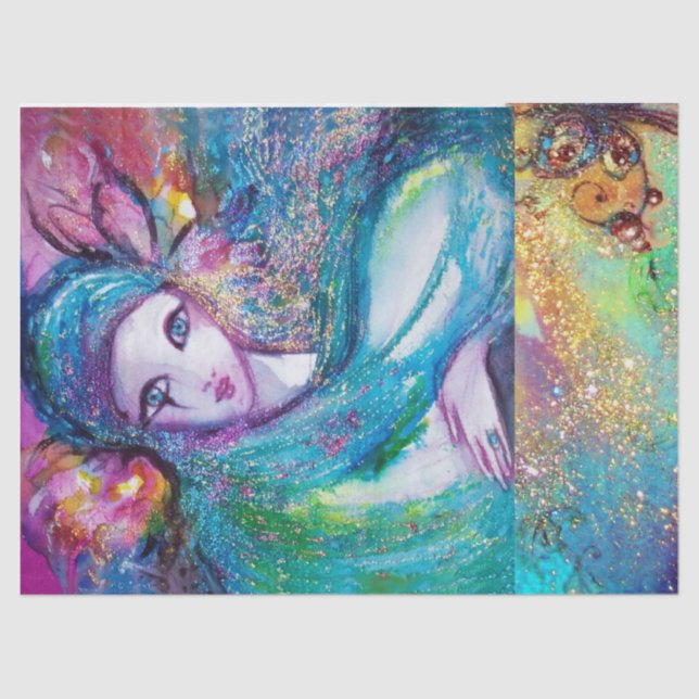 Papier Mousseline MASQUE EN BLEU / Masques vénitiens (Recto)