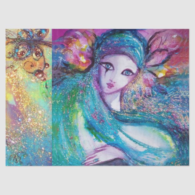 Papier Mousseline MASQUE EN BLEU / Masques vénitiens (Recto)