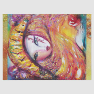 PAPIER MOUSSELINE MASQUÉRADE VÉNITIEN - MASQUE EN JAUNE