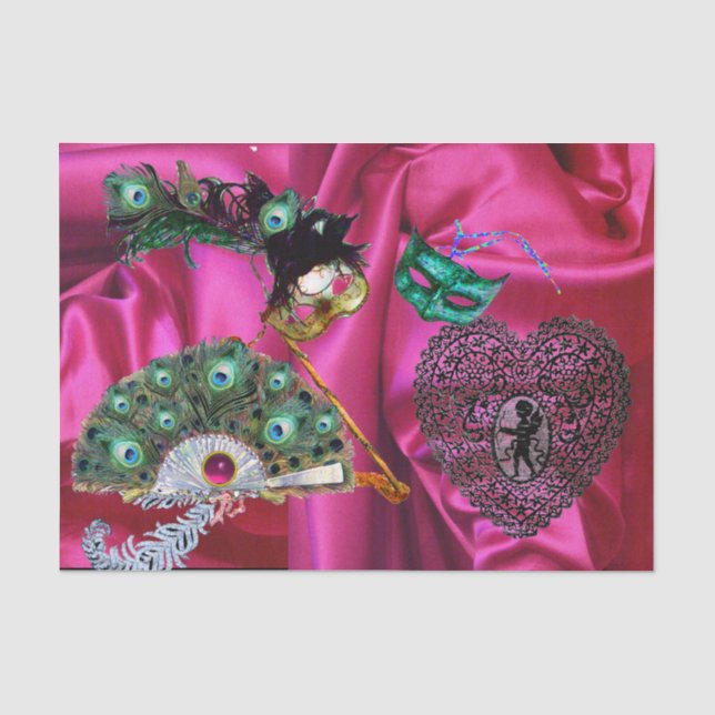 PAPIER MOUSSELINE MASQUES DE MASQUERADE VALENTINE, COEUR DE LA LACE, (Recto)