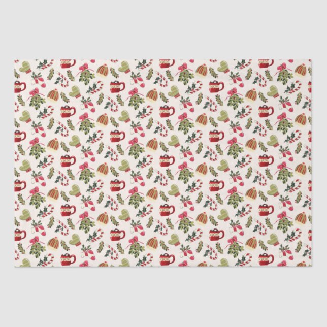 Papier Mousseline Matin de Noël avec cacao et Marshmallows (Recto)