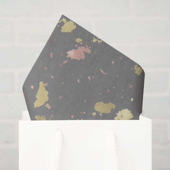 Papier Mousseline Matte Gold et Rose Gold Flakes Warm Dark Grey (Sac cadeau)