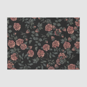 Papier Mousseline Mauve Dusty Floral Motif Fleurs
