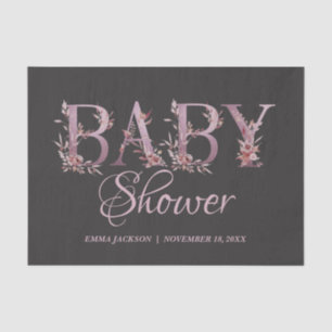 Papier Mousseline Mauve rose Élégant Floral Chic Baby shower fille