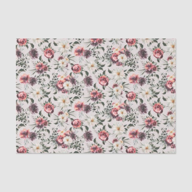 Papier Mousseline Mauve Rose Purple Peonies Papier Tissu Moderne (Recto)