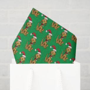 Papier Mousseline Max le chien avec un chapeau de Père Noël