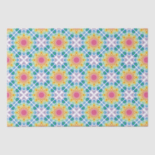 Papier Mousseline Maximaliste Rainbow Floral Fontaine Carrelage diam