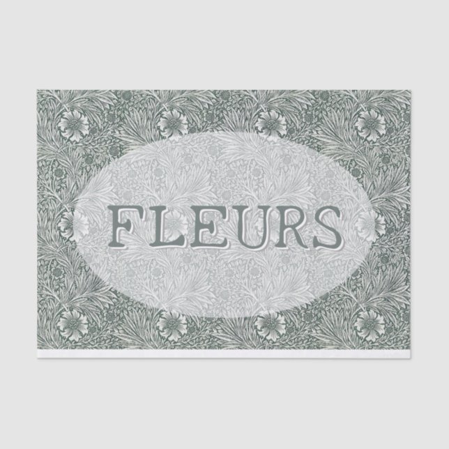 Papier Mousseline Médaillon floral modifiable Découpage William Morr (Recto)