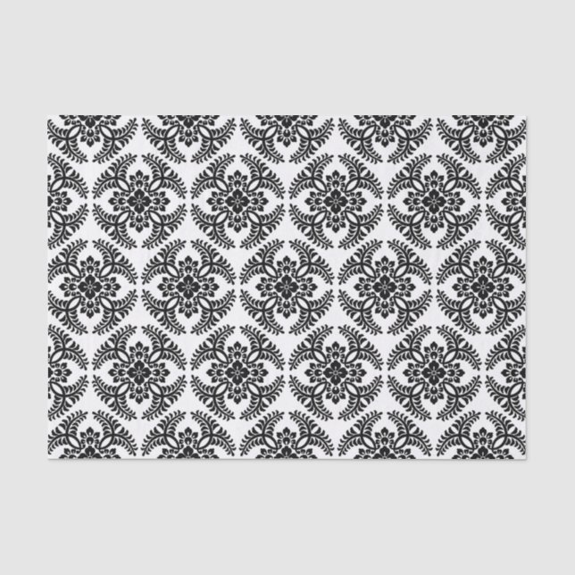 Papier Mousseline Médaillon japonais Motif, noir et blanc (Recto)