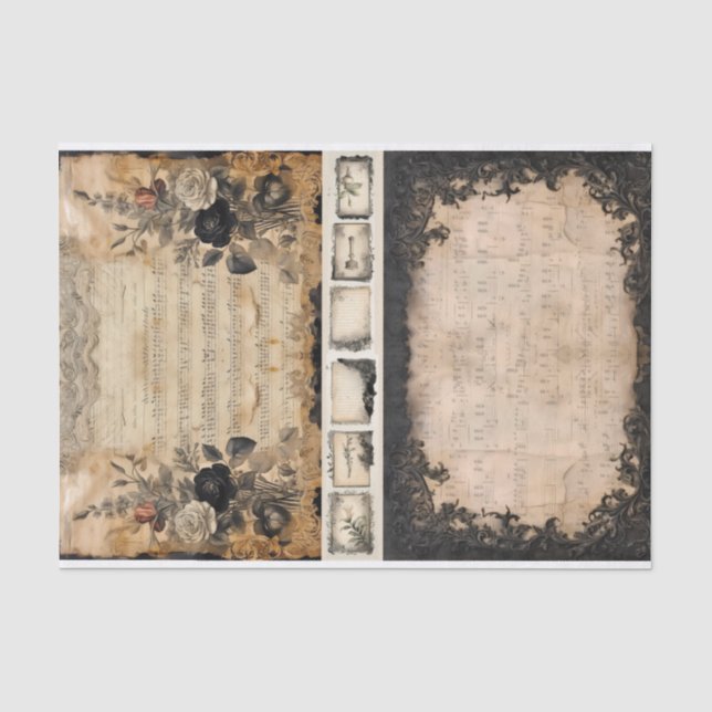 Papier Mousseline Médias mixtes Artiste Junk Journal Dark Gothic (Recto)