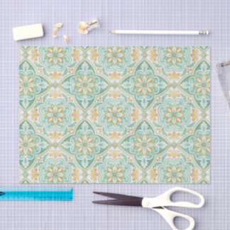 Papier Mousseline Mediterranean Vintage Damask Tile Pattern