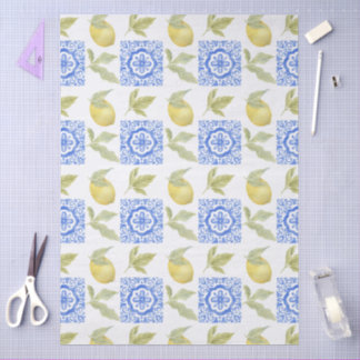 Papier Mousseline Mediterrenean Citrus Lemon pattern