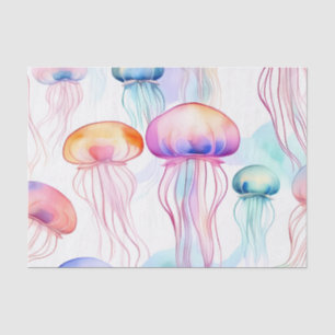 Papier Mousseline Méduse colorée abstraite d'aquarelle