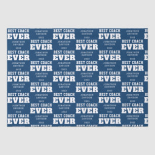 Papier Mousseline Meilleur Entraîneur Jour Nom Année Blanc Bleu