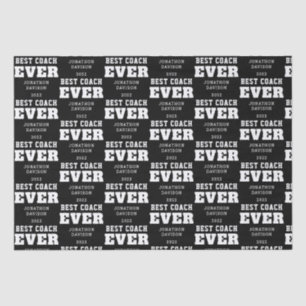 Papier Mousseline Meilleur Entraîneur Jour Nom Année Blanc Noir