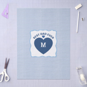 Papier Mousseline Meilleur papa jamais bleu marine Monogram cœur ray