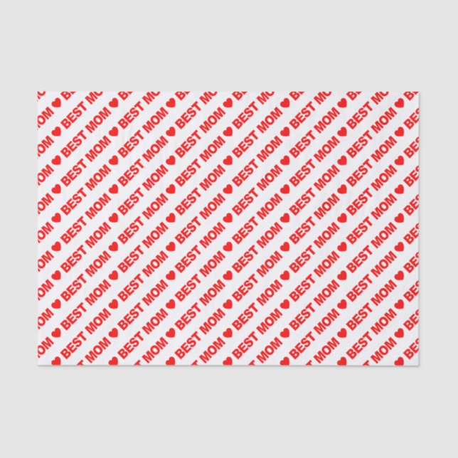 Papier Mousseline Meilleure maman rouge sur le papier de tissus blan (Recto)