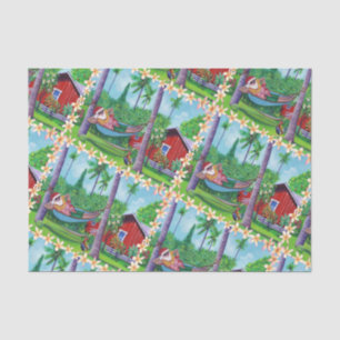 Papier Mousseline Mele Kalikimaka Père Noël en vacances à Hawaii