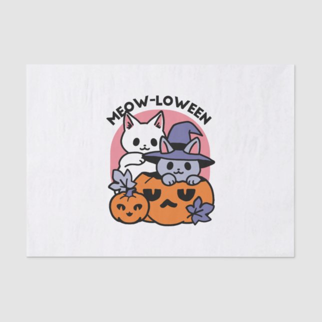Papier Mousseline Meow-Loween - Cute Halloween Conception Chat (Recto)