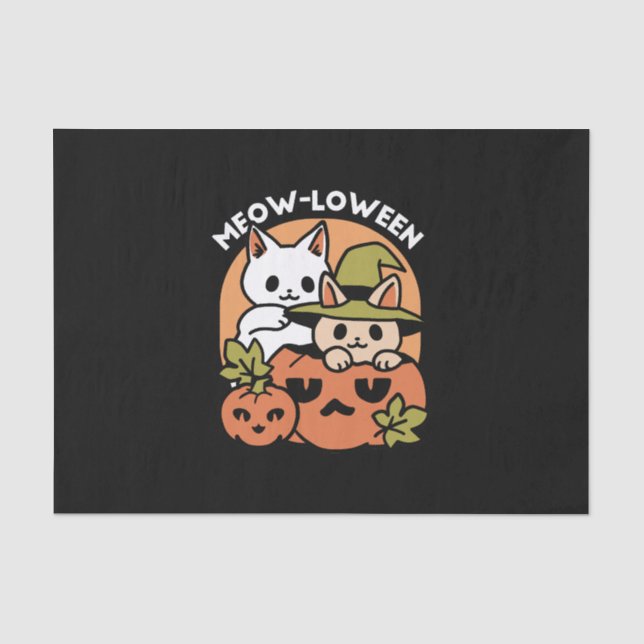 Papier Mousseline Meow-Loween - Festive Halloween Conception de chat (Recto)