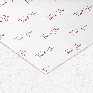 Papier Mousseline Merci de Motif de texte rouge personnalisé