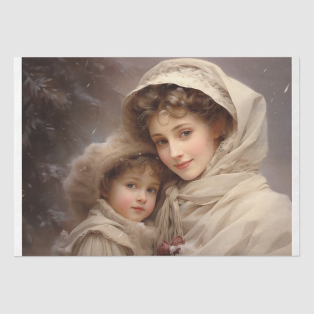 Papier Mousseline Mère et enfant victorien (Recto)