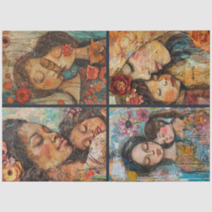 Papier Mousseline Mère Fille Artiste Crafting Collage Découpage