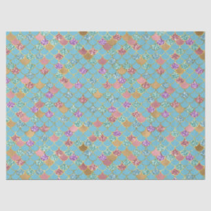 Papier Mousseline Mermaid à Parties scintillant d'or bleu rose d'Aqu