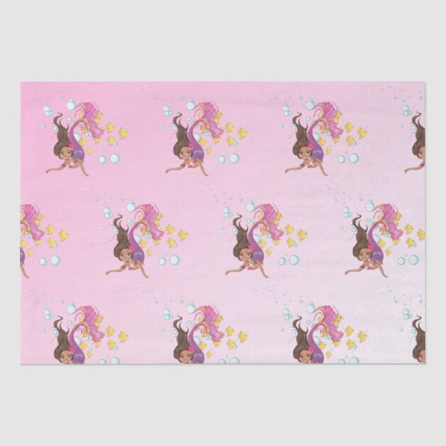 Papier Mousseline Mermaid Mignonne Bubbles Papier d'enveloppement de (Recto)