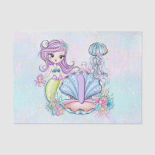 Papier Mousseline Mermaid Premier anniversaire   Whimsical Sea Life 
